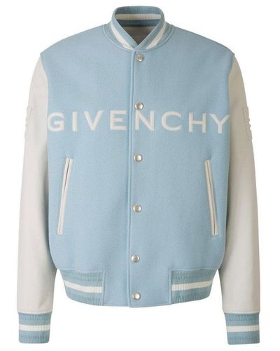 Givenchy Logo Detailed Varsity Bomber Jacket - Blue