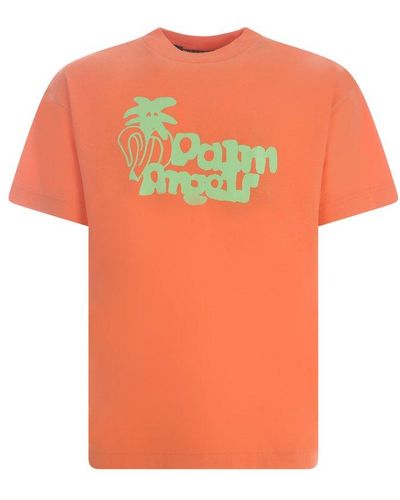 Palm Angels Jimmy Logo-printed Crewneck T-shirt - Orange