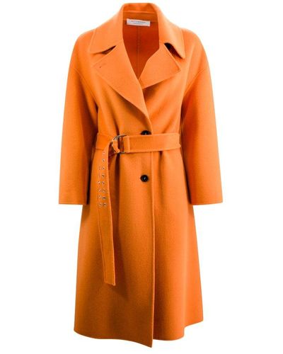 Philosophy Di Lorenzo Serafini Belted Single-breasted Wool Coat - Orange