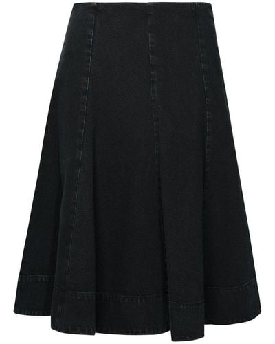 Khaite Black Cotton Blend Skirt