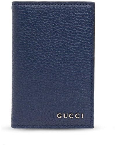 Gucci Leather Card Holder, - Blue