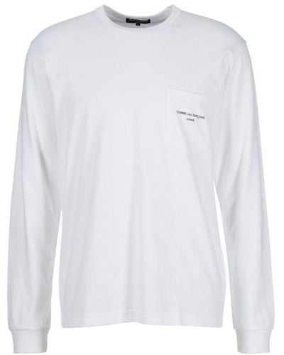 Comme des Garçons Logo Printed Long-sleeved T-shirt - White