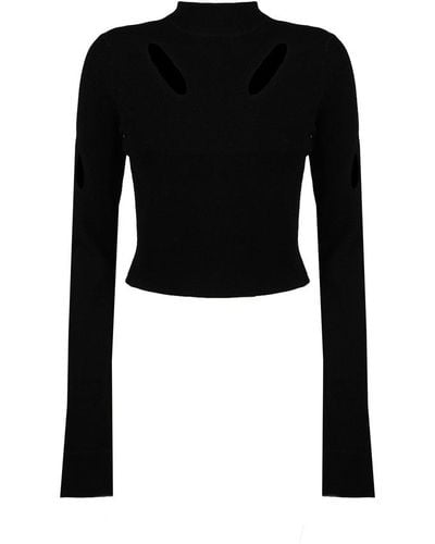 Dion Lee Lock Slit Long Sleeved Cut-out Knitted Top - Black