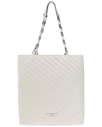 Isabel Marant Logo Plaque Quilted Tote Bag - White