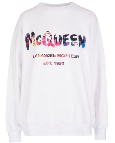 Alexander McQueen Mcqueen Graffiti Oversize Sweatshirt - White