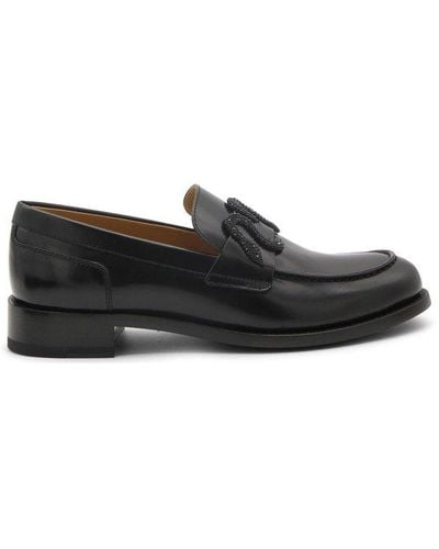 Rene Caovilla René Caovilla Embellished Slip-on Loafers - Black