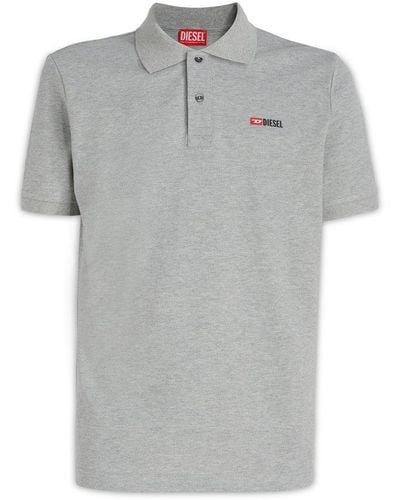 DIESEL T-smith-div Logo Printed Polo Shirt - Grey