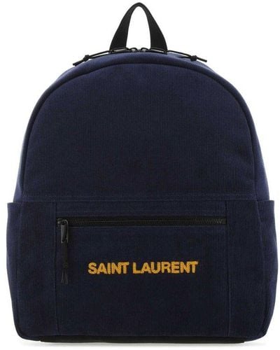 Saint Laurent Navy Corduroy Nuxx Backpack - Blue