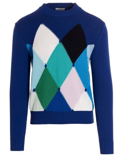 Ballantyne Rombo Intarsia-knit Crewneck Jumper - Blue