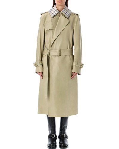 Burberry Belted-waist Leather Trench Coat - Natural
