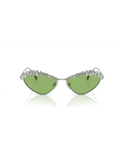 Swarovski Embellished Cat-eye Frame Sunglasses - Green