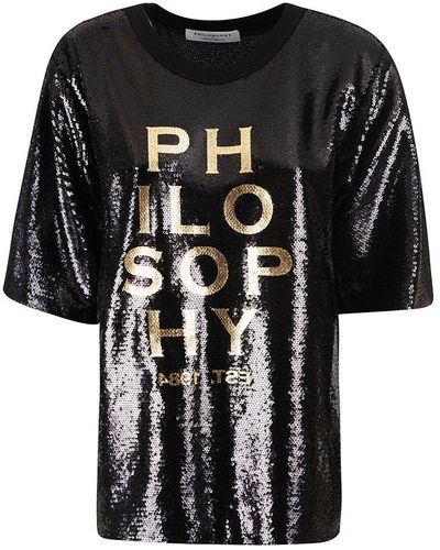 Philosophy Di Lorenzo Serafini Logo Print Sequin T-shirt - Black
