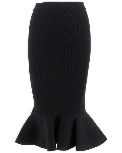 Alexander McQueen Skirt With Flared Hem - Black