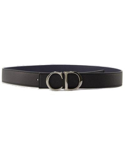 Dior Logo Plaque Reversible Belt - Black