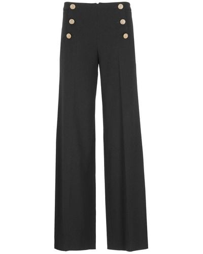 RED Valentino Red Buttoned Wide-leg Trousers - Black