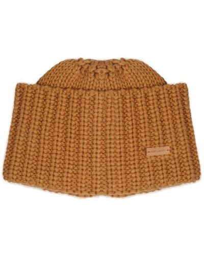 Saint Laurent Knitted Cuff Beanie - Brown