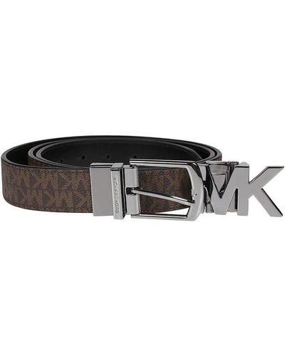 Michael Kors Logo Engraved Buckled Belt - Black