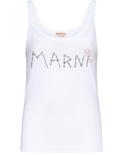Marni Logo Detailed Tank Top - White