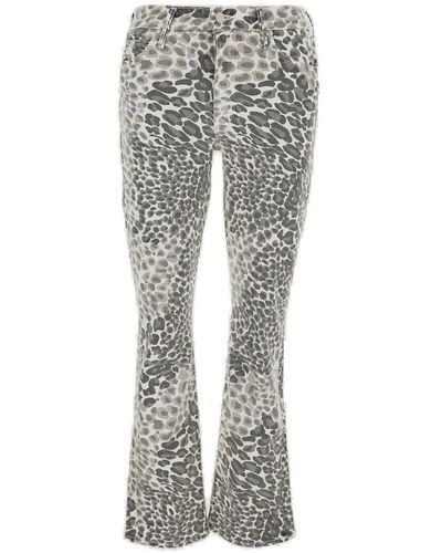 Mother Graphic Printed Flared Jeans - Grey