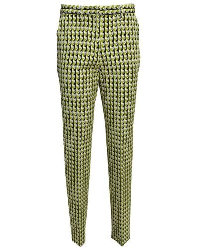 Etro Green Cotton-blend Jacquard Straight Trousers