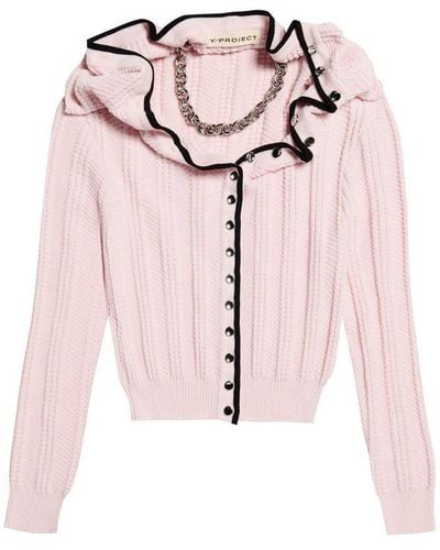 Y. Project Y Project Merino Wool Cardigan With Necklace - Pink