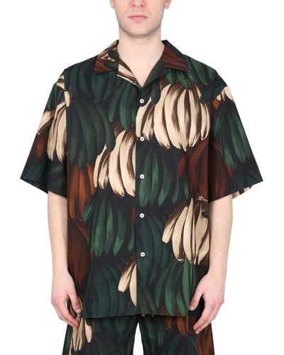 MSGM Banana-printed Buttoned Shirt - Black
