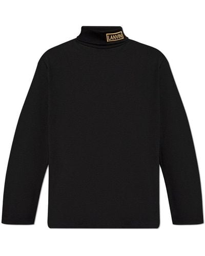 Lanvin Logo Embroidered Roll Neck Sweater - Black