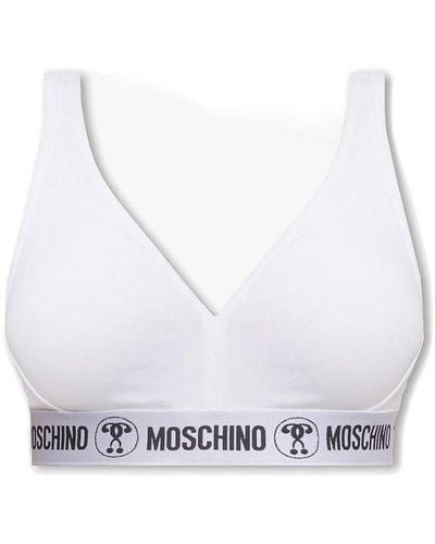 Moschino Logo-underband V-neck Bra - White