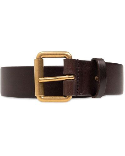 Saint Laurent Motorcycle Logo Engraved Belt - Brown