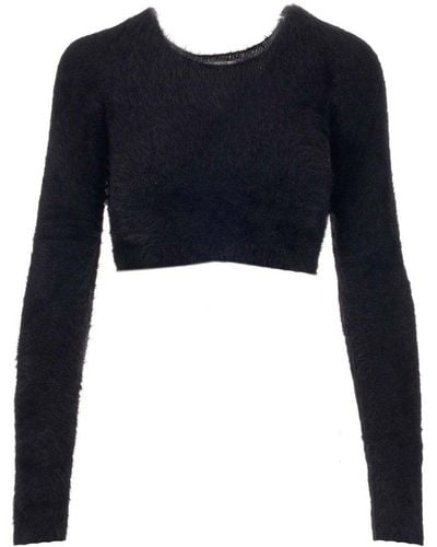 Ambush Crewneck Cropped Sweater - Black