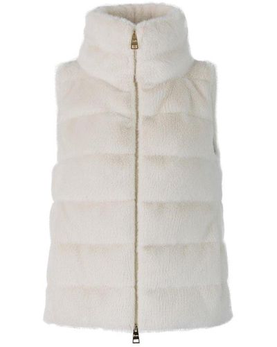 Herno Faux-fur Zipped Quilted Gilet - White