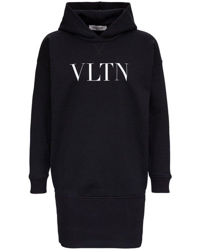 Valentino Vltn Jersey Oversized Hoodie - Blue