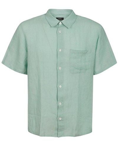 A.P.C. Buttoned Short Sleeved Shirt - Green