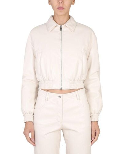 MSGM Jacket With Classic Collar - Natural