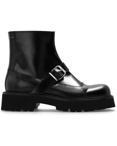 MM6 by Maison Martin Margiela Side Zip Ankle Boots - Black