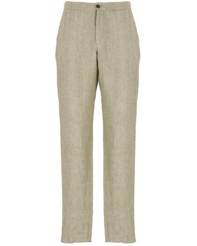 Zegna Button Detailed Straight Leg Trousers - Natural