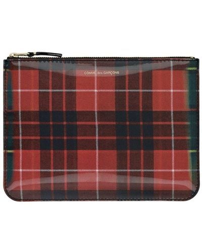 Comme des Garçons Checked Zipped Pouch - Red