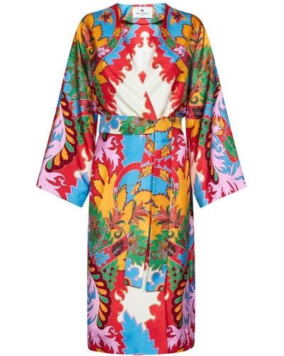 Etro Paisley Print Tie-waist Kimono - Red