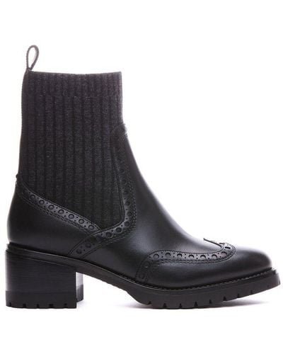 Santoni Brogue Boots With Socks - Black