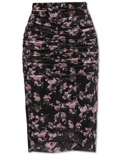 Ganni Floral Motif Skirt, - Black