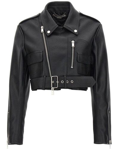 Stella McCartney Cropped Biker Jacket - Black