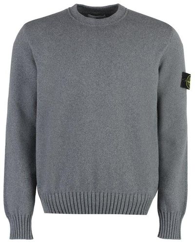 Stone Island Cotton Blend Crew-neck Sweater - Grey