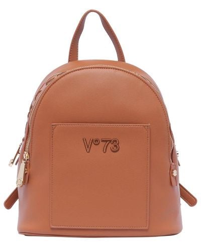 V73 Echo 73 Logo Embroidered Backpack - Brown