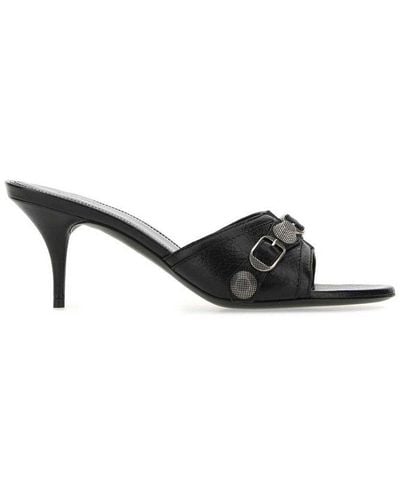 Balenciaga Cagole Heeled Sandals - Black