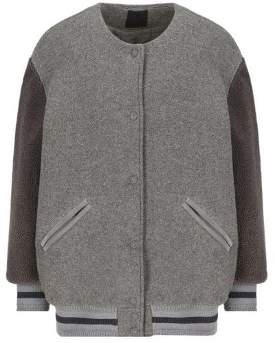 Givenchy Shearling-sleeved Bomber Jacket - Grey