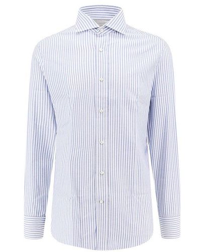 Brunello Cucinelli Striped Sleeved Shirt - White