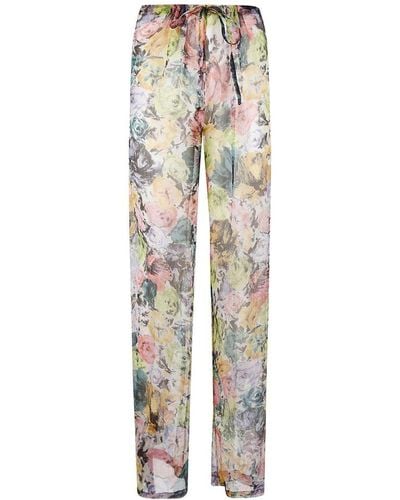 Dries Van Noten Allover Floral Printed Drawstring Trousers - Multicolour