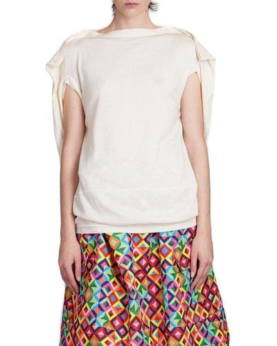 Comme des Garçons Boat-neck Knitted Top - White