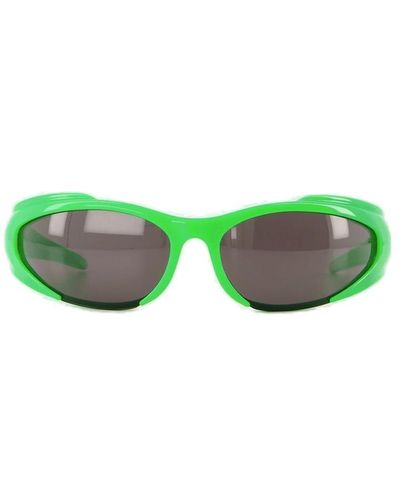 Balenciaga Reverse Xpander Logo-engraved Rectangle-frame Sunglasses - Green