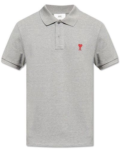 Ami Paris Polo Shirt With Logo, - Gray